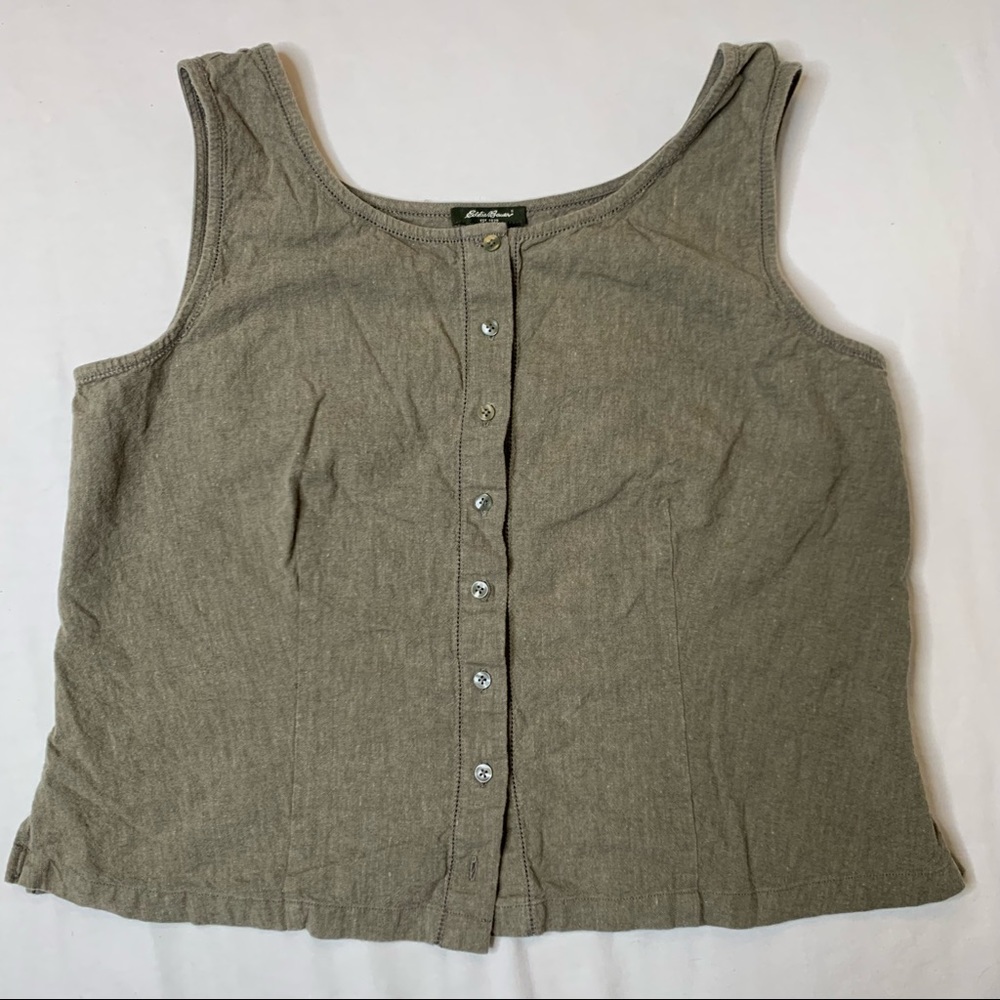 Eddie Bauer Linen Blend Button Front Tank Top